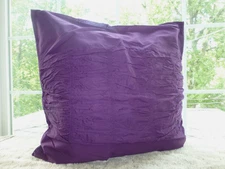 One DKNY Purple Plum RUSHED Brown LINEN Striped EURO Pillow Sham 26" SQUARE 
