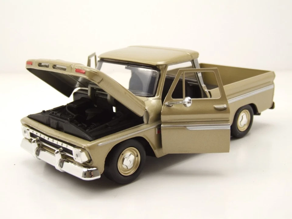Chevrolet C-10 Fleetside Pick-Up 1966 Gold Modèle Auto 1:24 MotorMax - Photo 4/4