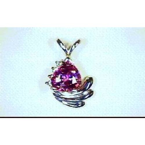 LeVian 14K White Gold Pink Sapphire And Diamond 18 Pendant Necklace