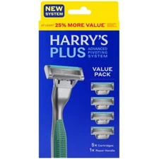 Harry's Plus Men's Razor Handle with 5 Razor Blade Cartridges - Moss Green