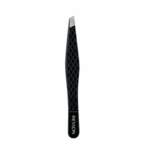 Slant Tip Tweezer for Eyebrows, Stainless Steel, Black, 1 count