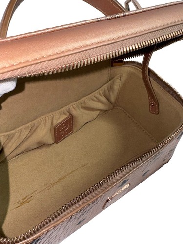 MCM Champagne Gold Leather Rockstar Vanity Monogram Cosmetic Crossbody Bag - Picture 15 of 16