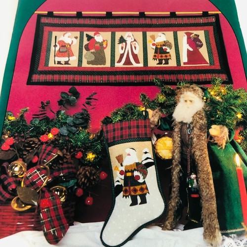 FIVE SANTAS QUILT PATTERN Wall Hanging, Stocking by Calico Garden (1994) - Picture 3 of 5