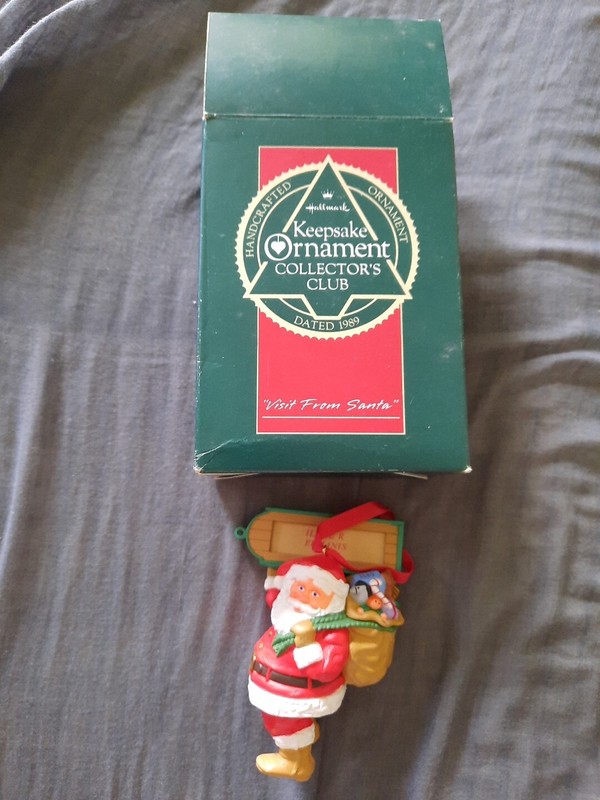 Hallmark 1989 Keepsake Ornament VISIT FROM SANTA  Ornament Collector's Club.