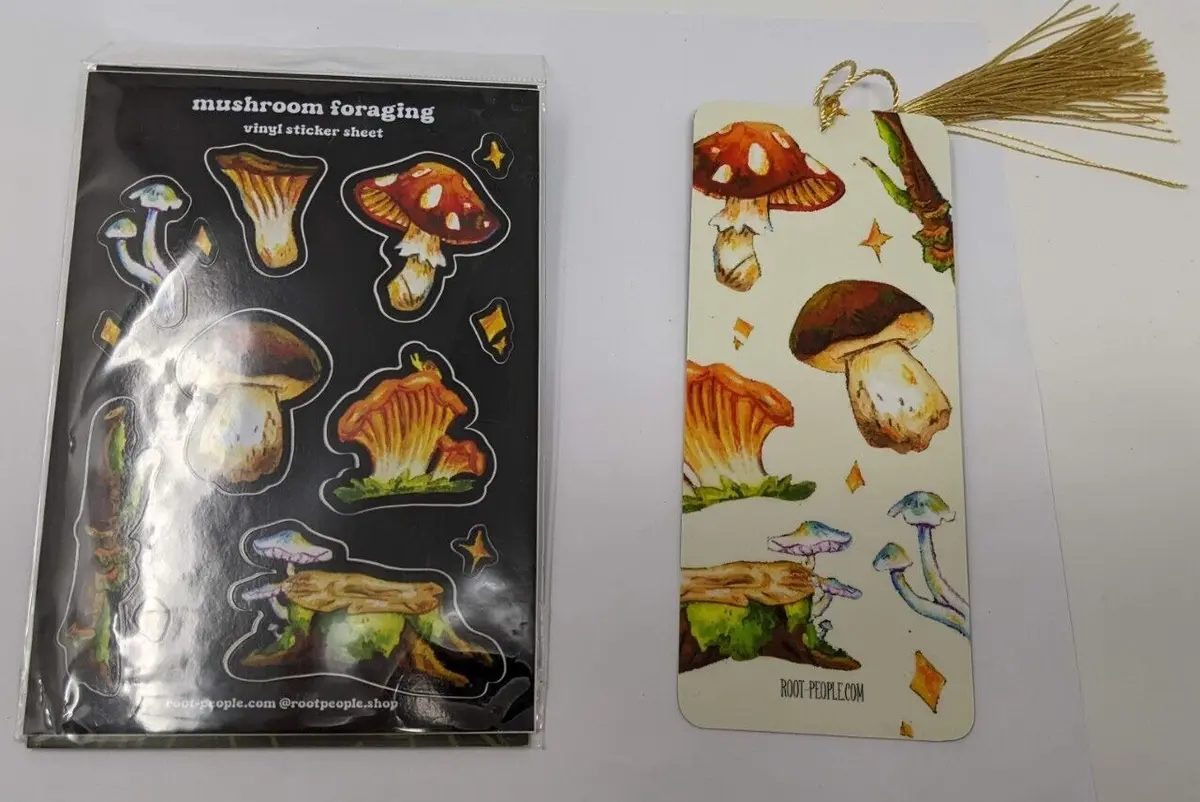 Mushroom Foraging Vinyl Sticker Sheet+Root People Mushroom Bookmark
