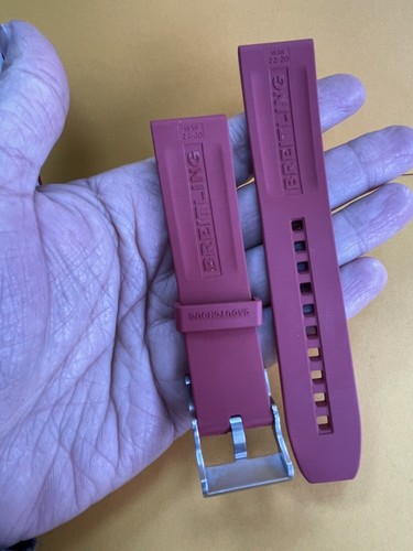 Authentic Swiss BREITLING Rubber Caoutchouc And Buckle Watches Red Color R1 - 第 3/3 張圖片