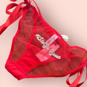 AGENT PROVOCATEUR 'SLEIGH QUEEN' RED POM POM SEXY TIE SIDE BRIEF SIZE S/M BNWT