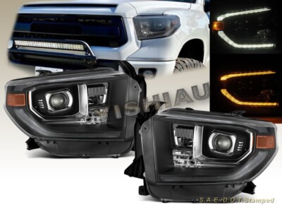 2014-2021 Toyota Tundra Black Pro Series Projector Headlights DRL Sequential