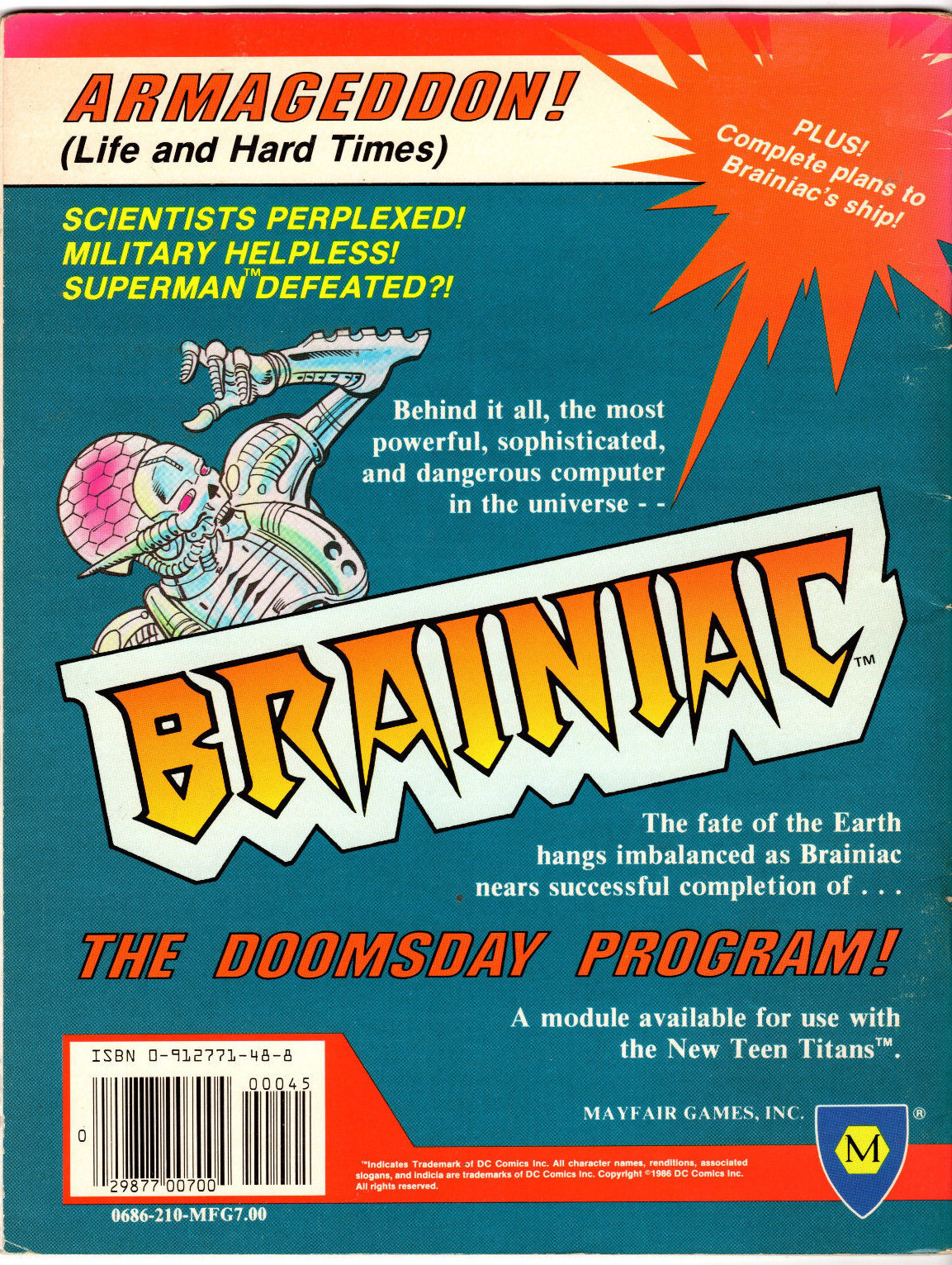 The Doomsday Program - DC Heroes Role Playing Module (1986, Mayfair) | eBay