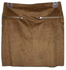Glamorous Mini Skirt Size XSmall Brown Faux Suede Zip Back Lined Soft Casual