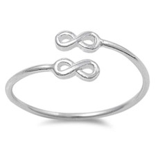 Sterling Silver 925 Infinity Open Knuckle Ring Double Love Knot Midi Ring T100