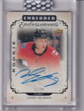 2018-19 UD Clear Cut Embedded Endorsements#EER-JV  Calgary Flames JUUSO VALIMAKI