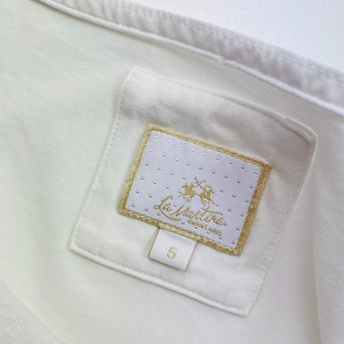 LA MARTINA Bianco Misto Lino Girocollo Camicia Taglia 5/XL - Foto 4 di 11