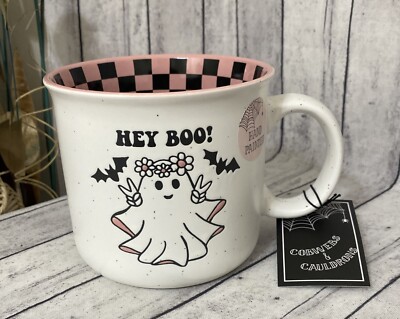 Hey Boo! Cute Ghost Coffee Tea Mug Cup 23 Oz Ceramic By Cobwebs & Cauldrons