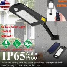 66 LED Solar Power PIR Light Outdoor Yard Garden Wall Lamp Waterproof 1000LM