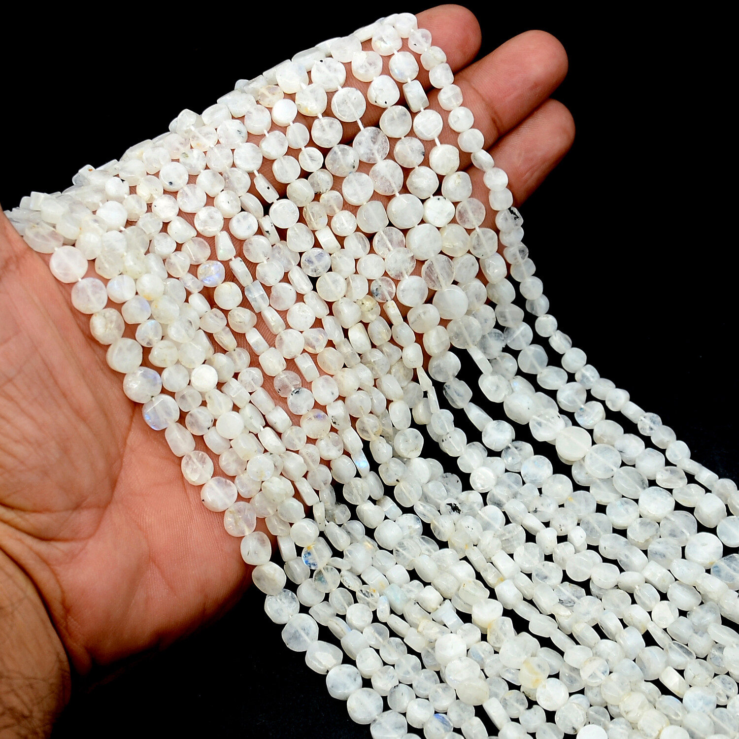 100% Natural Arco Iris Moonston Cuentas de Piedras Preciosas Filamento Forma ...