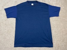 Vintage Sportswear T-Shirt mens XL Rib Knir Crew Neck Made in USA Blank Blue