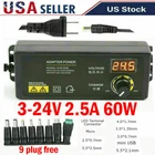 Adjustable Voltage 3 to 24V AC/DC Switch Power Supply Adapter with LED Display