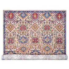 12'x17'9" Camel Geometric Design Wool Hand Knotted Oversize Oriental Rug R84389