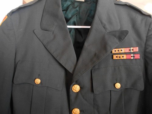 WWII US Army Enlusted Uniform Jacket Dress M 1952 Dark Green 38 L PATCHES d - Picture 4 of 8