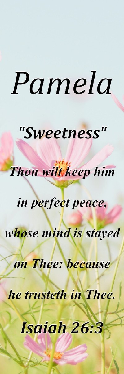Pamela &ldquo;Sweetness&rdquo; Keepsake Name Meaning Bookmark with Bible Verse 