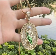 Dije chapado en oro colgante y cadena San Judas Tadeo Dije San Judas Oro laminado