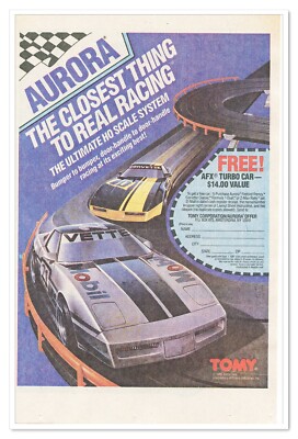 Print Ad Tomy Aurora AFX Turbo Car Offer Vintage 1987 Newsprint Advertisement