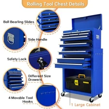 Hot 13Drawer Rolling Tool Chest for Wheels Lock Garage Repair Workshop Warehouse