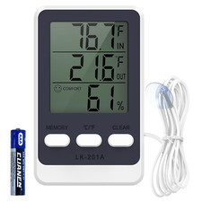 Fridge Thermometer Digital with External Sensor Indoor Outdoor Max Min Function