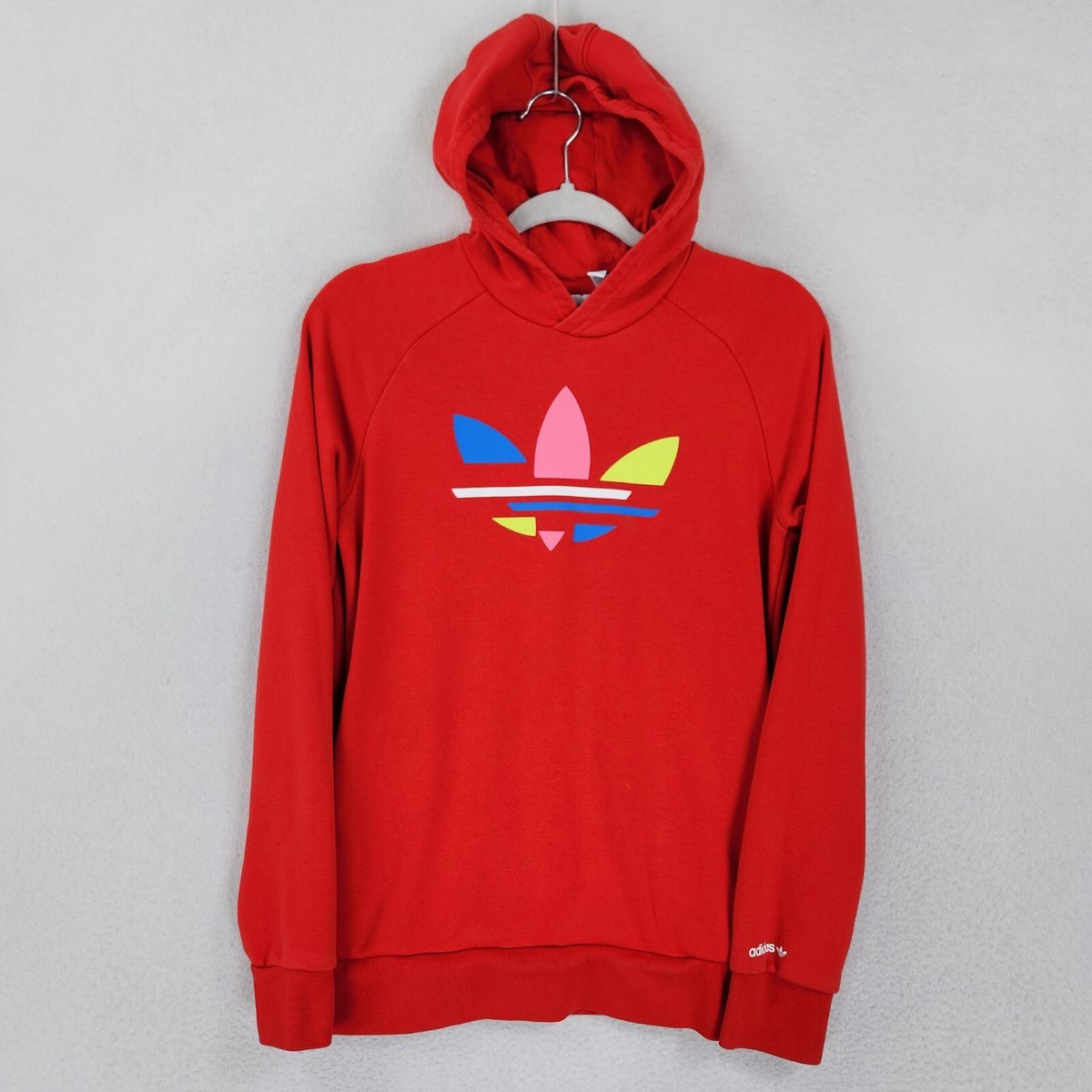 Adidas Sweater Boys Large Red Hoodie Original Kids Adicolor Trefoil Youth  Casual