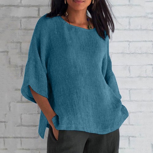 Women's Oversized T Shirts Half Sleeve Round Neck Summer Tops Casual Loose Tee - Picture 10 of 49