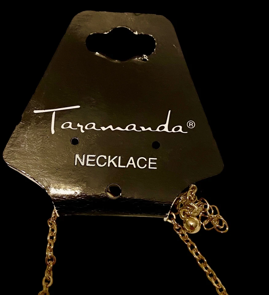 Gold Tone Faux Diamond Necklace 31” New With Tags By TARAMANDA - Image 3 of 4