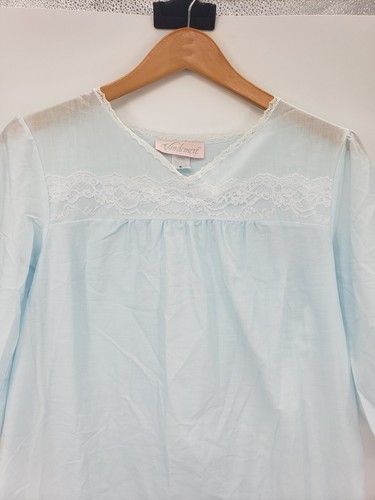 Camisón vintage Vandemere para mujer S vestido azul encaje ribete cottagecore ropa de dormir - Imagen 3 de 8
