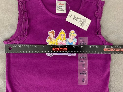 Disney Store Girls Ruffle Shirt Size 6/6X Small Purple with Three Princesses - Picture 3 of 5