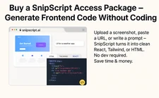 SnipScript Code Generator Access Package – Create Frontend Code Without Coding 