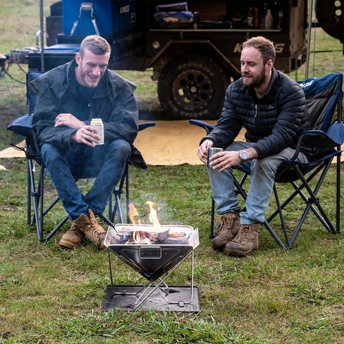 Adventure Kings Premium Stainless Steel Folding Firepit + Folding Firepit Grill - Picture 5 of 12
