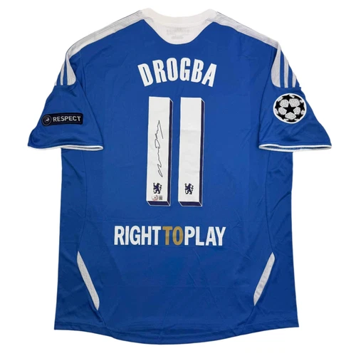 Autographed/Signed Didier Drogba Chelsea FC Blue Soccer Futbol Jersey BAS COA