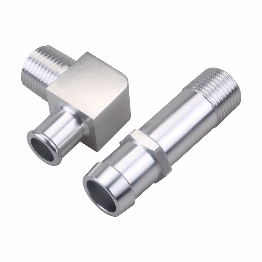 Aluminum Water Pump Heater Hose Fitting 1/2" NPT TO 3/4" BARB CHEVY SBC