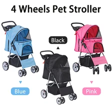 3 Colors Foldable Dog Stroller Pet Travel Carriage for Pets with Carrier Cart