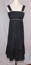 Vtg LESLIE FAY Black White Polka Dot Retro Pinup Party Dress Sundress