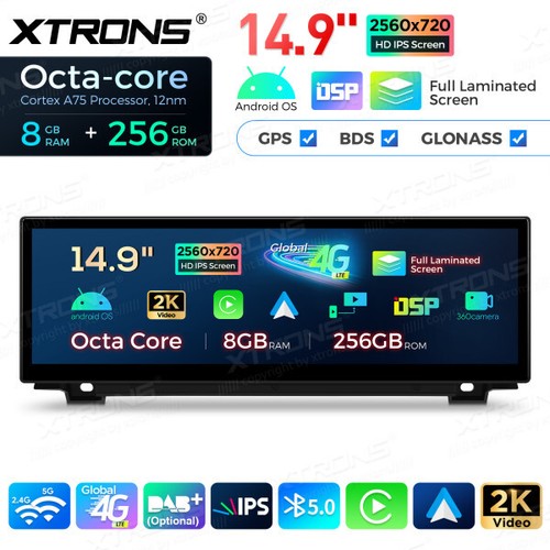 14,9" Android 14 8+256GB Xtrons 8-Kern Autoradio GPS Für BMW 5er F10 F11 CIC - Bild 4 von 17