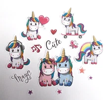 Music Love Unicorns   Cardstock  Pre colored images Scrapbooking / Card Making