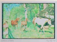 113012 Arabian Horses Mare With Foals A3 Watercolour print