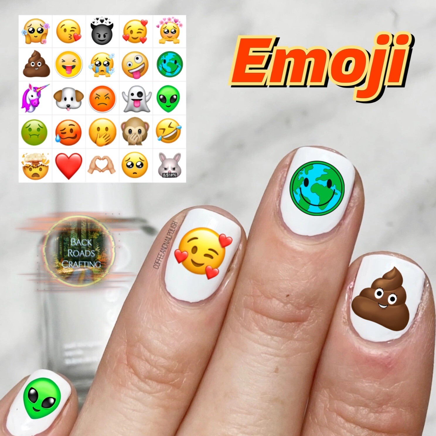 Emoji #2 Waterslide Nail Decals Set Of 50 Instructions & bonus Included