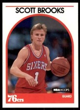 1989-90 NBA HOOPS - ROOKIE Card - SCOTT BROOKS #34 - Philadelphia 76'ers