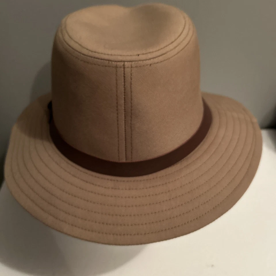 VTG Dobbs USA Brown Gable Safari Fedora With Leather Strap & Grommeted Large - Image 3 of 4