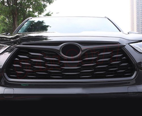 Fits 2020-2024 Toyota Highlander Gloss Black ABS Frame Front Grille Cover Trim main image 0