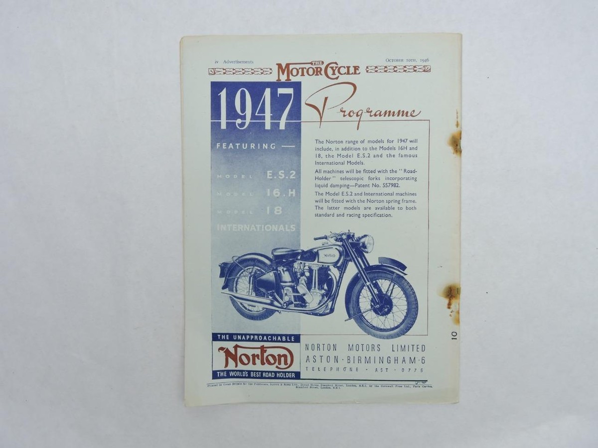 Oct 10 1946 The Motorcycle Magazine Ariel 1000cc Square Four