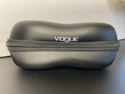 Vogue Semi Hard Sunglass Eyeglass Black Clamshell Zipper Case & Cleaning Cloth