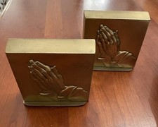 VTG Bookends P M CRAFTSMAN Brass Praying Hands By A. Durer 5x5 Made in USA